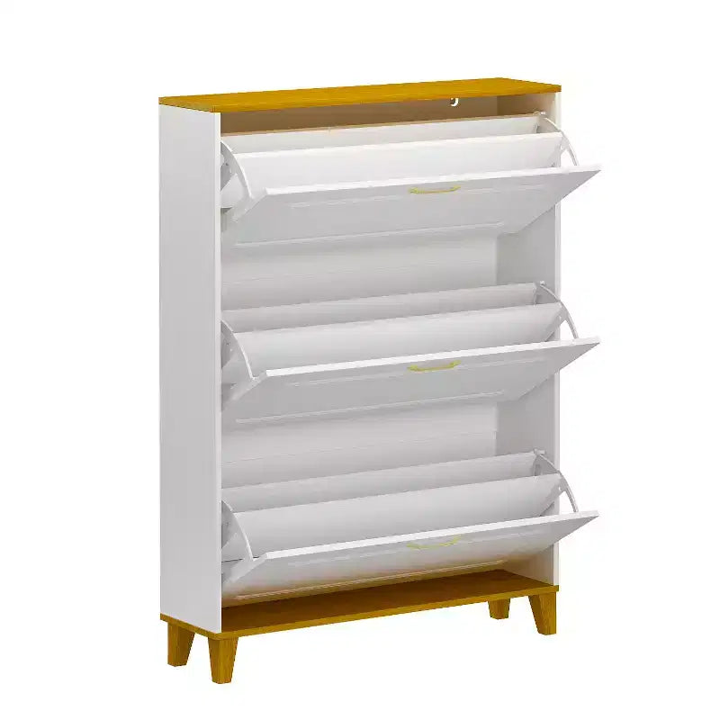 Meuble de rangement à chaussures blanc de 90 cm avec compartiments pliables et tiroir, pour plus de 20 paires