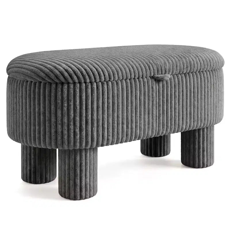 Banc de rangement en velours côtelé de 42 po avec compartiment caché et pieds, capacité de 400 lb