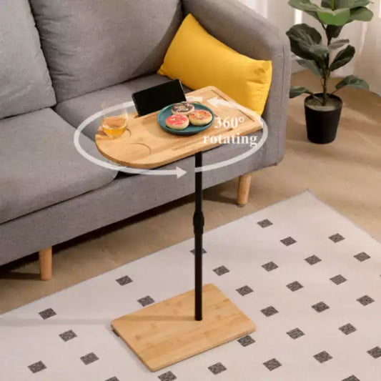 Table d'appoint en forme de C à hauteur réglable, support d'appareil 360 et fente pour verre à vin, 16,7-30,1"