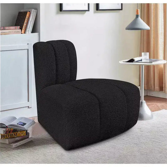 Fauteuil d'angle Arc Boucle en tissu, capitonnage à canaux, capacité de 136 kg, aucun assemblage requis