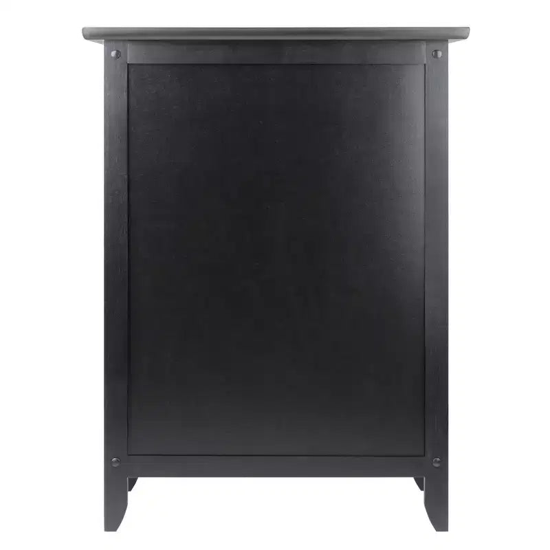 Table d'appoint noire en bois dur avec rangement caché et étagère ouverte, 63,5 cm H x 48 cm L