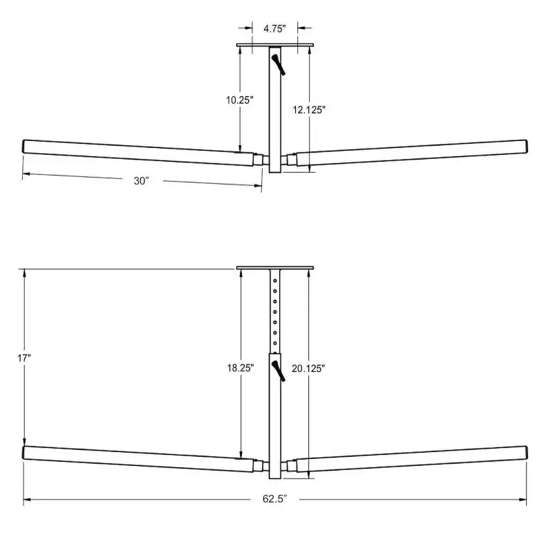 Support de rangement de plafond réglable pour SUP et planches de surf, double, supporte 68 kg, acier thermolaqué