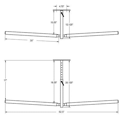 Support de rangement de plafond réglable pour SUP et planches de surf, double, supporte 68 kg, acier thermolaqué