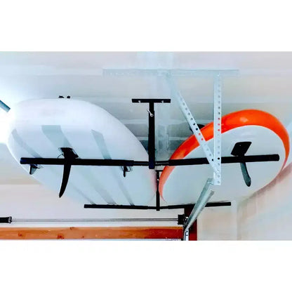 Support de rangement de plafond réglable pour SUP et planches de surf, double, supporte 68 kg, acier thermolaqué