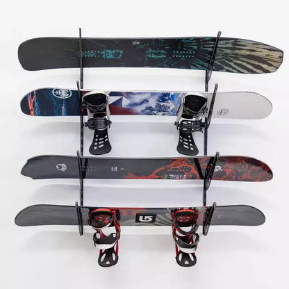 Support mural de rangement réglable pour snowboard, 4 niveaux, en acier thermolaqué, capacité de 45 kg