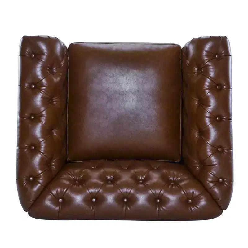 Fauteuil Club Pivotant Capitonnée avec Accoudoirs Ronds, Similicuir Vert Foncé, 181 kg