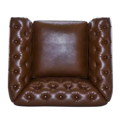 Fauteuil Club Pivotant Capitonnée avec Accoudoirs Ronds, Similicuir Vert Foncé, 181 kg