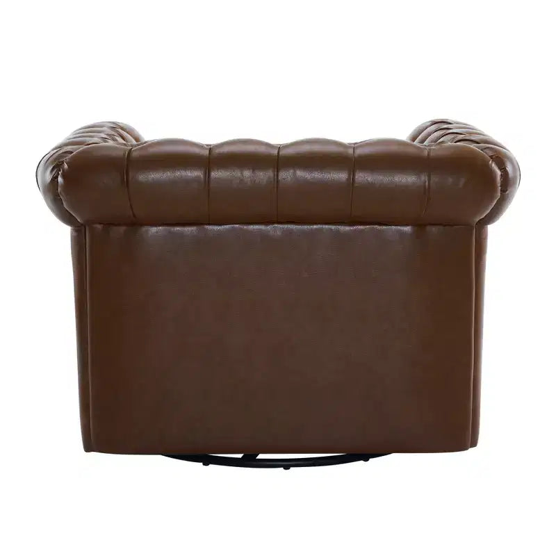 Fauteuil Club Pivotant Capitonnée avec Accoudoirs Ronds, Similicuir Vert Foncé, 181 kg