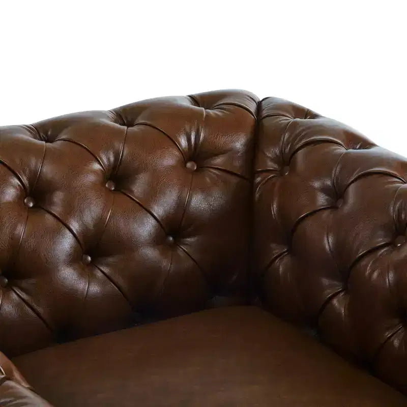 Fauteuil Club Pivotant Capitonnée avec Accoudoirs Ronds, Similicuir Vert Foncé, 181 kg