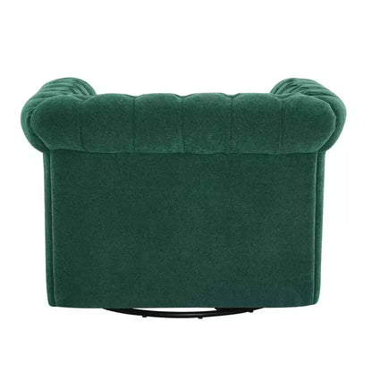 Fauteuil Club Pivotant Capitonnée avec Accoudoirs Ronds, Similicuir Vert Foncé, 181 kg