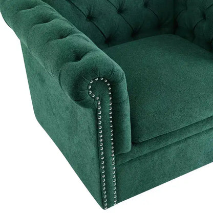 Fauteuil Club Pivotant Capitonnée avec Accoudoirs Ronds, Similicuir Vert Foncé, 181 kg