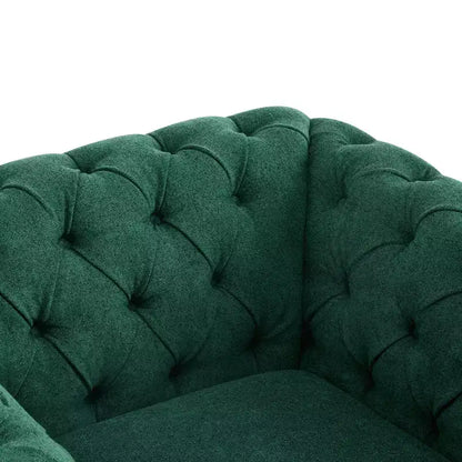 Fauteuil Club Pivotant Capitonnée avec Accoudoirs Ronds, Similicuir Vert Foncé, 181 kg