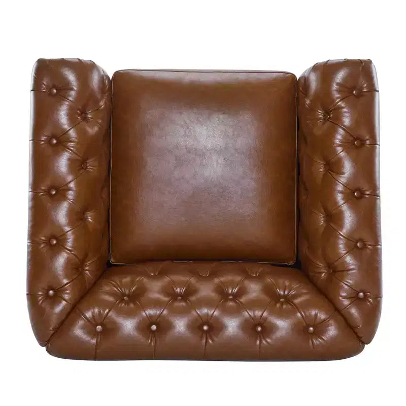 Fauteuil Club Pivotant Capitonnée avec Accoudoirs Ronds, Similicuir Vert Foncé, 181 kg