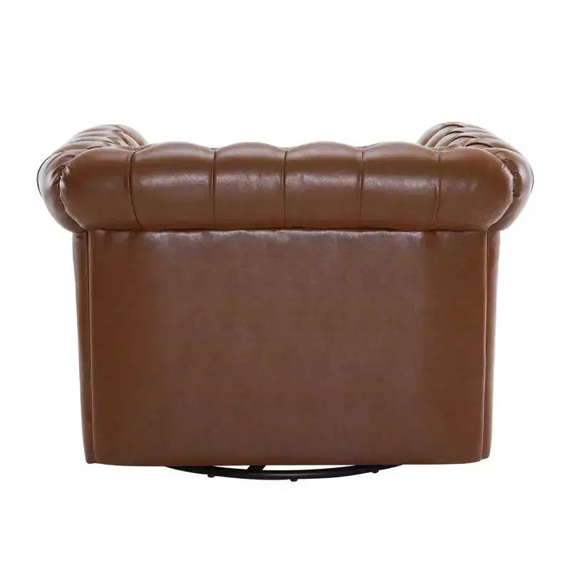 Fauteuil Club Pivotant Capitonnée avec Accoudoirs Ronds, Similicuir Vert Foncé, 181 kg