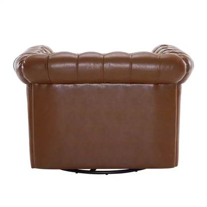 Fauteuil Club Pivotant Capitonnée avec Accoudoirs Ronds, Similicuir Vert Foncé, 181 kg