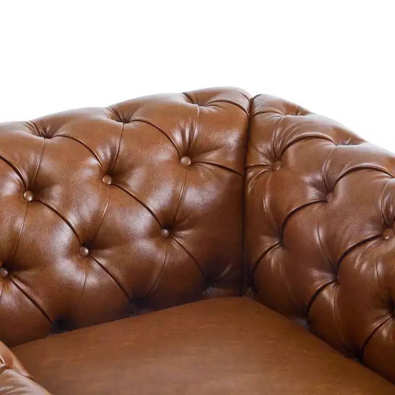 Fauteuil Club Pivotant Capitonnée avec Accoudoirs Ronds, Similicuir Vert Foncé, 181 kg