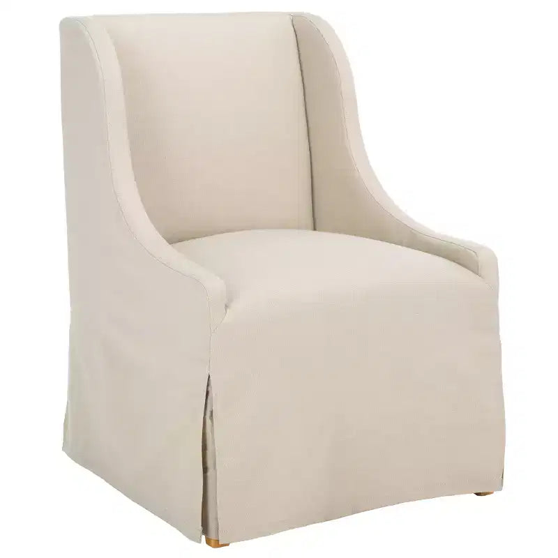 Fauteuil d'appoint en lin sable, cadre en bois, coussin en mousse, capacité de 125 kg, aucun assemblage requis