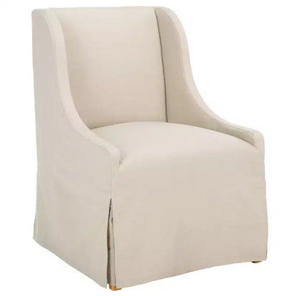 Fauteuil d'appoint en lin sable, cadre en bois, coussin en mousse, capacité de 125 kg, aucun assemblage requis