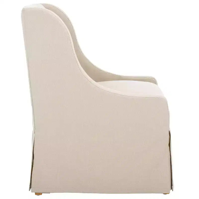 Fauteuil d'appoint en lin sable, cadre en bois, coussin en mousse, capacité de 125 kg, aucun assemblage requis