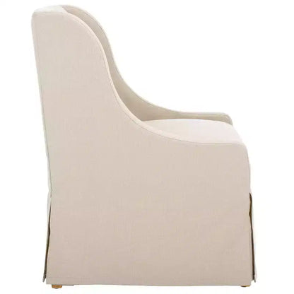 Fauteuil d'appoint en lin sable, cadre en bois, coussin en mousse, capacité de 125 kg, aucun assemblage requis