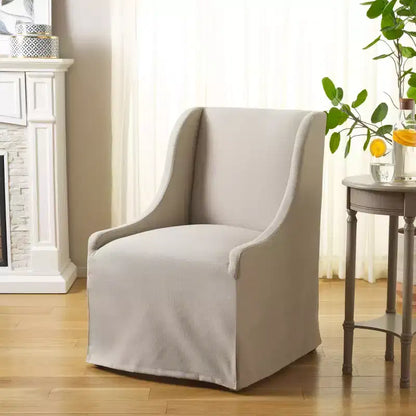 Fauteuil d'appoint en lin sable, cadre en bois, coussin en mousse, capacité de 125 kg, aucun assemblage requis