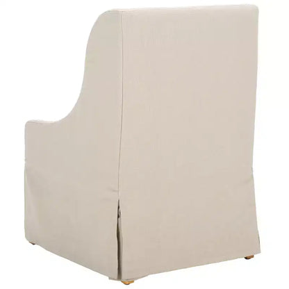 Fauteuil d'appoint en lin sable, cadre en bois, coussin en mousse, capacité de 125 kg, aucun assemblage requis