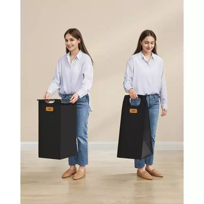 Trieur à linge roulant, panier à 4 sacs de 150 L avec roulettes et étagère supérieure, Noir Encre