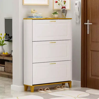 Meuble de rangement à chaussures blanc de 90 cm avec compartiments pliables et tiroir, pour plus de 20 paires