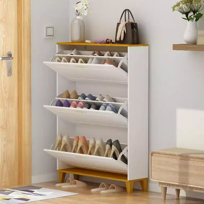 Meuble de rangement à chaussures blanc de 90 cm avec compartiments pliables et tiroir, pour plus de 20 paires