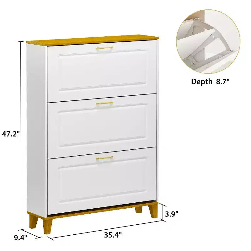 Meuble de rangement à chaussures blanc de 90 cm avec compartiments pliables et tiroir, pour plus de 20 paires