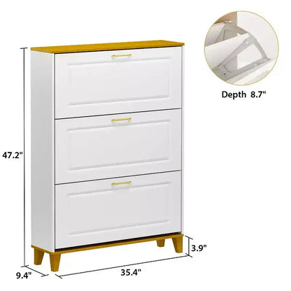 Meuble de rangement à chaussures blanc de 90 cm avec compartiments pliables et tiroir, pour plus de 20 paires