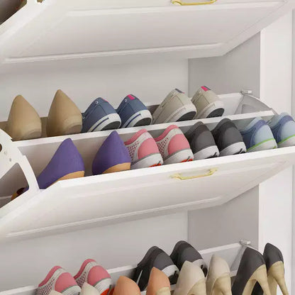 Meuble de rangement à chaussures blanc de 90 cm avec compartiments pliables et tiroir, pour plus de 20 paires