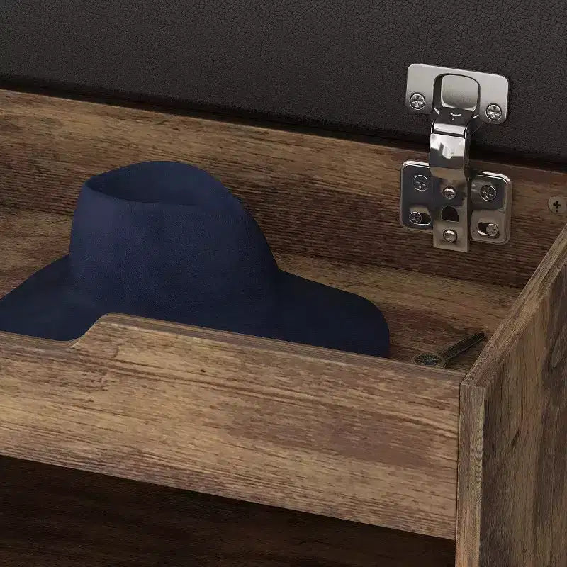 Banc à chaussures avec double étagère et coussin en cuir, design léger et moderne, capacité de 6 paires