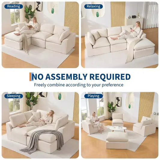 Canapé d'angle modulaire 280 cm avec assise profonde, aucun assemblage requis, 4 places