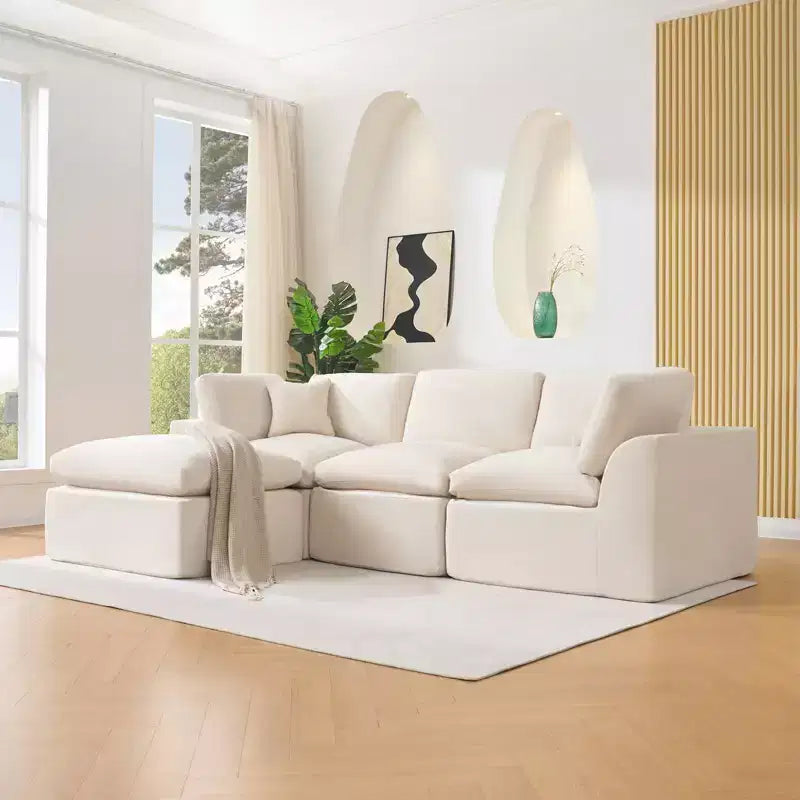 Canapé d'angle modulaire 280 cm avec assise profonde, aucun assemblage requis, 4 places