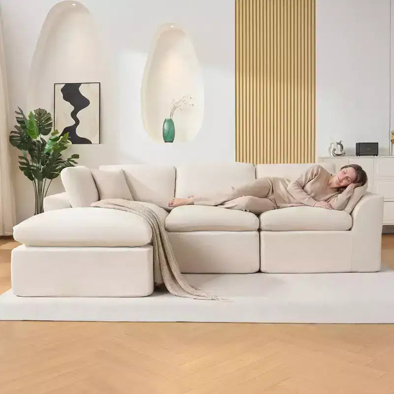 Canapé d'angle modulaire 280 cm avec assise profonde, aucun assemblage requis, 4 places