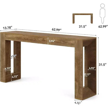 Console rustique en bois de 160 cm pour salon, entrée et couloir