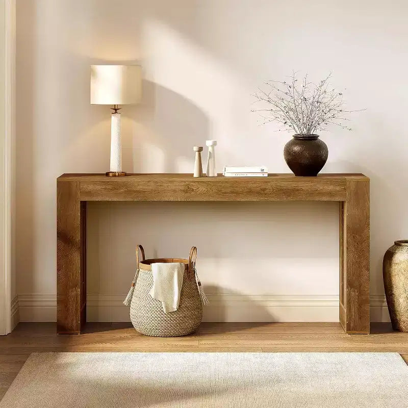 Console rustique en bois de 160 cm pour salon, entrée et couloir