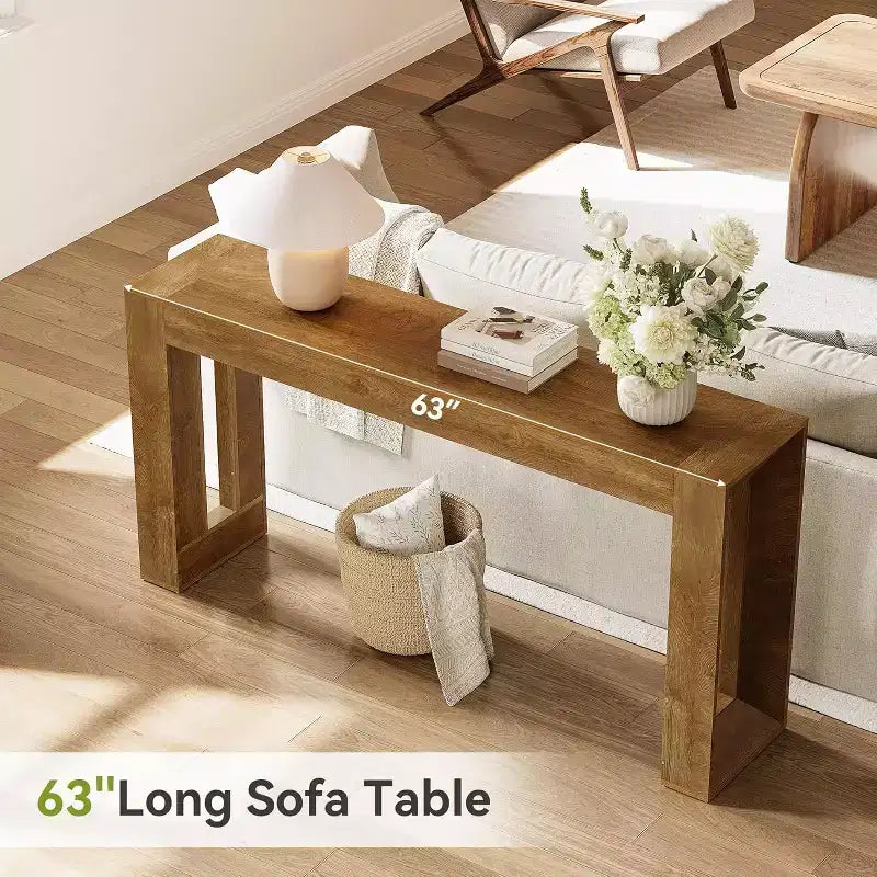 Console rustique en bois de 160 cm pour salon, entrée et couloir