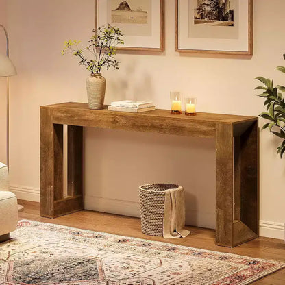 Console rustique en bois de 160 cm pour salon, entrée et couloir
