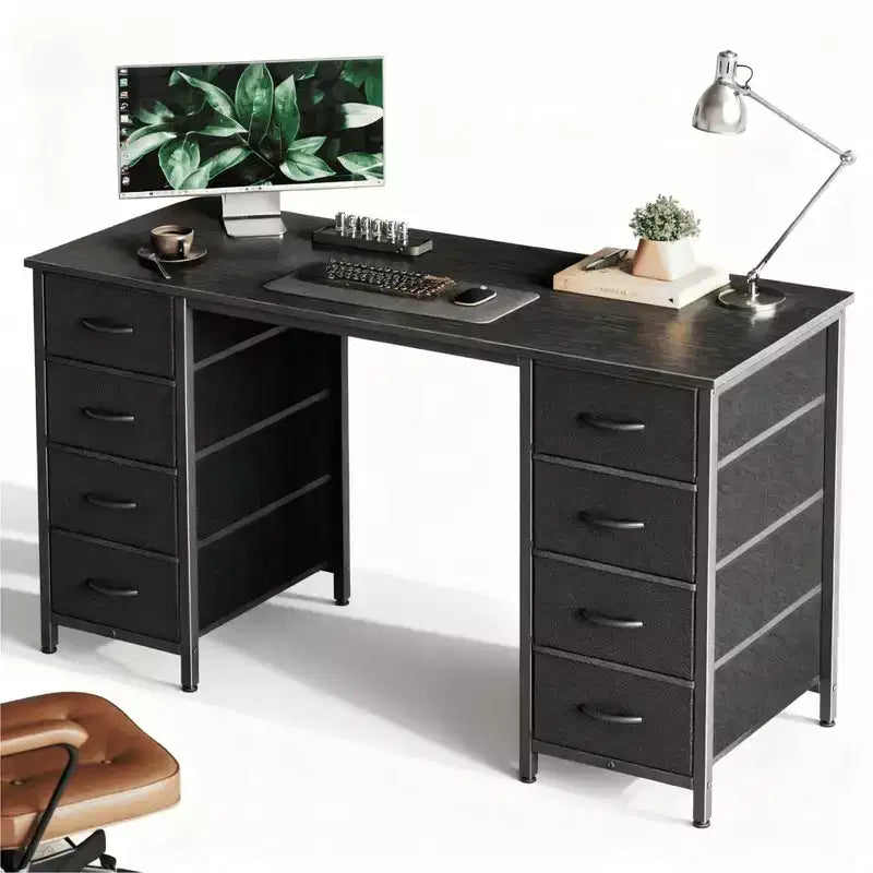 JIONJOY 47 Computer Desk with 8 Fabric Drawers, Large Storage Writing Desk for Home Office, Gaming & Study, Sturdy Metal Frame
