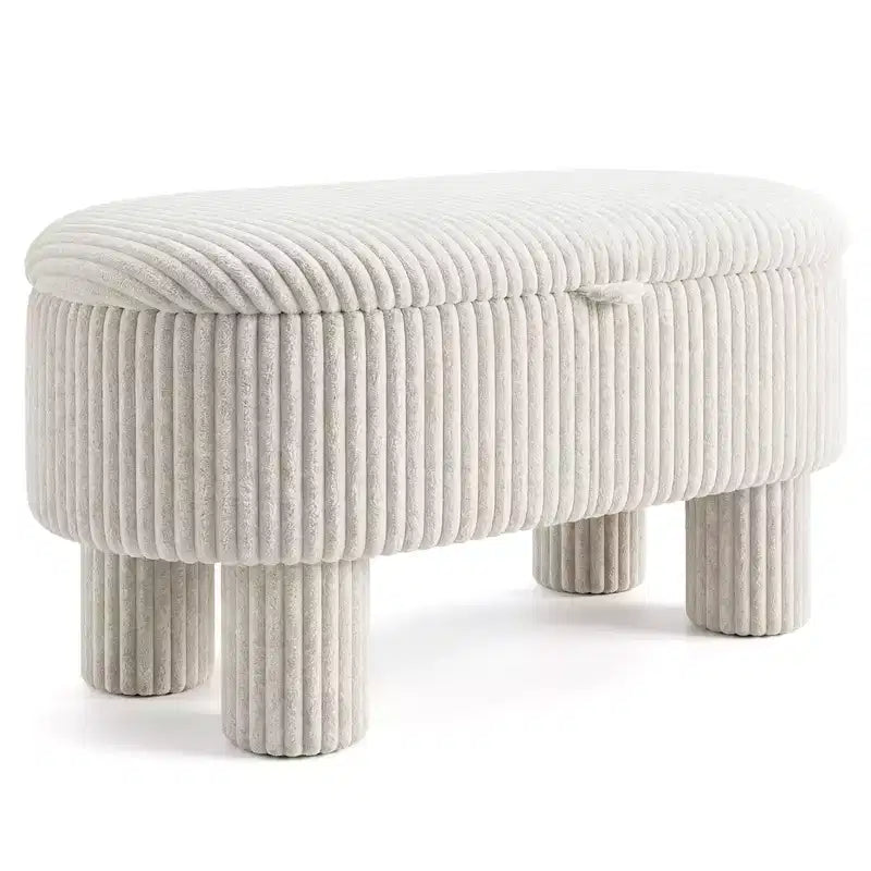 Banc de rangement en velours côtelé de 42 po avec compartiment caché et pieds, capacité de 400 lb