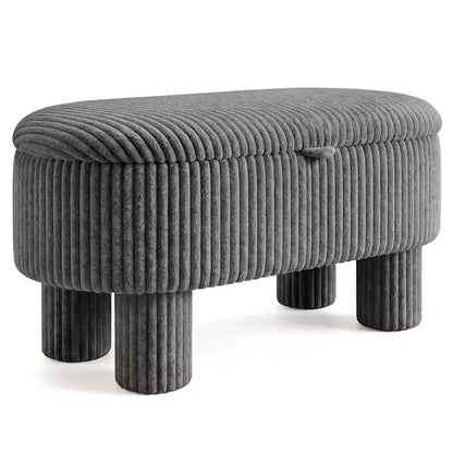 Banc de rangement en velours côtelé de 42 po avec compartiment caché et pieds, capacité de 400 lb