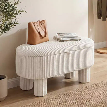 Banc de rangement en velours côtelé de 42 po avec compartiment caché et pieds, capacité de 400 lb