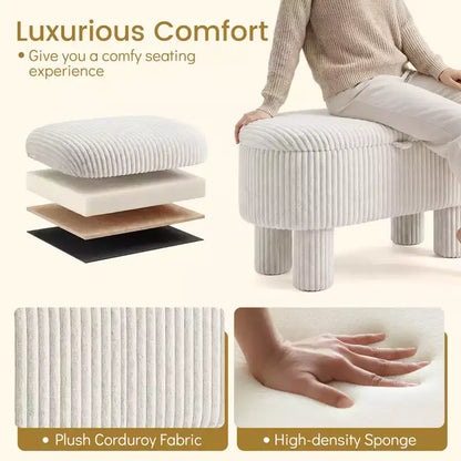 Banc de rangement en velours côtelé de 42 po avec compartiment caché et pieds, capacité de 400 lb