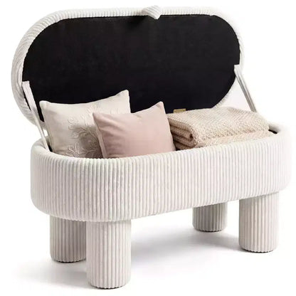Costway 42 Storage Ottoman Bench with Hidden Storage Compartment & Legs for Living Room Gray/Beige