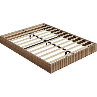 Cadre de lit plateforme avec design cannelé et coffre de rangement intégré, aucun sommier tapissier requis
