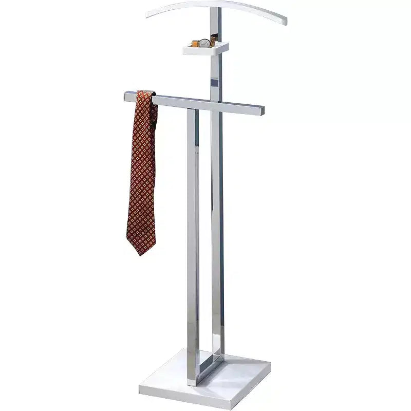 Valet de nuit en métal et bois, Porte-vêtements avec étagère à accessoires, 114 cm H x 43 cm P x 25 cm L