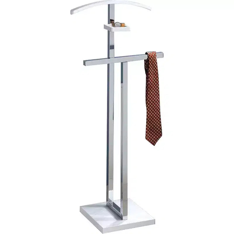 Valet de nuit en métal et bois, Porte-vêtements avec étagère à accessoires, 114 cm H x 43 cm P x 25 cm L