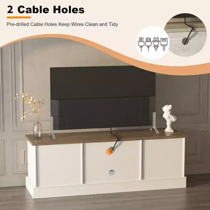 Meuble TV de ferme pour téléviseurs 65", Centre de divertissement avec armoires de rangement, Rustique